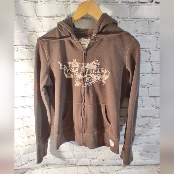 Polo by Ralph Lauren | Tops | Vintage Polo Ralph Lauren Brown Hoodie Full  Zip Grunge 9s Medium | Poshmark